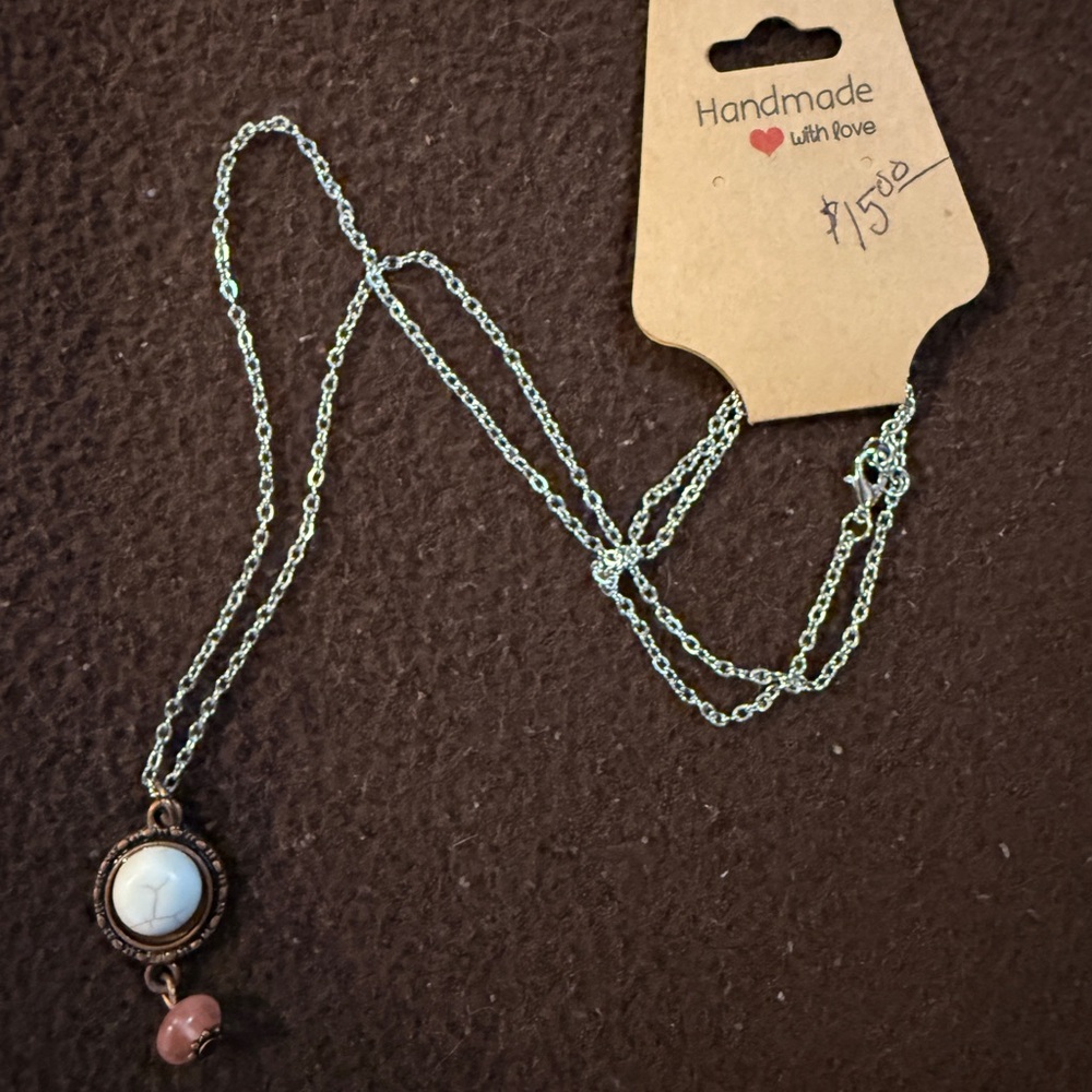 Handmade Silver and Brown Pendant Necklace